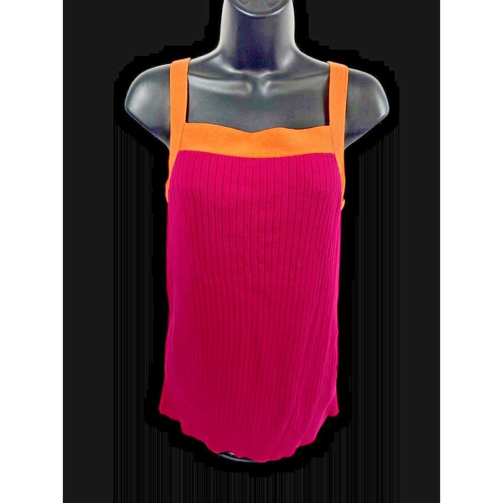 Y2K Old Navy Knit Tank Top Size XL Ribbed Knit Square Neck Preppy Pink Mean Girl